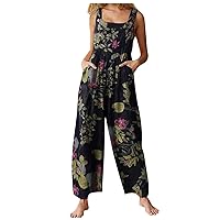 Womens Overalls Dressy 2024 Casual Summer Outfits Rompers Sleeveless Loose Petite Jumpsuits Overall with Pockets