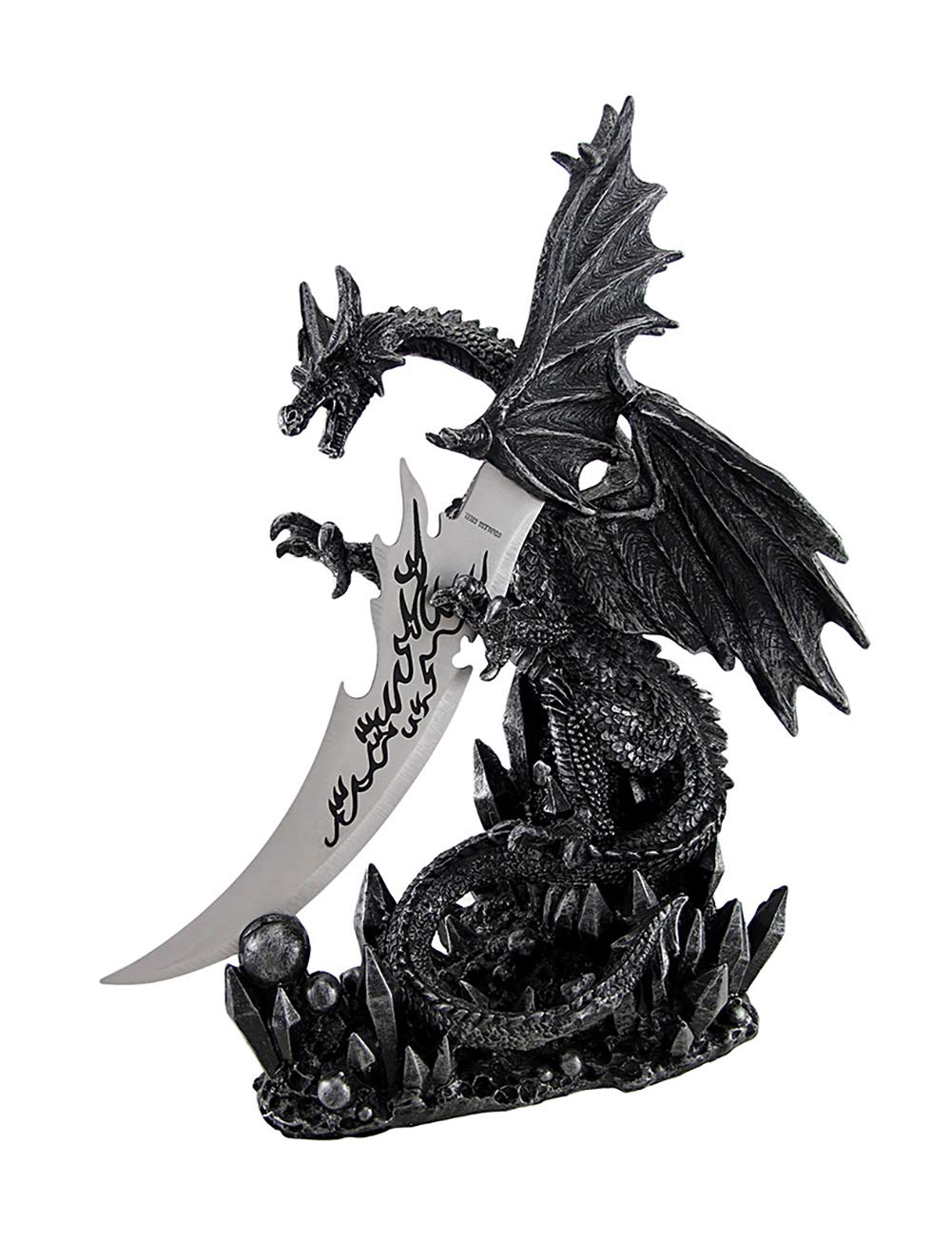 Cool `Obsidian Blade` Dragon Dagger and Holder Goth