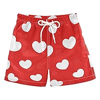 Red Love Hearts Boys Swim Trunks Baby Kids Swimwear Board Shorts Bathing Suit Hawaii Vacation Beach Essentials