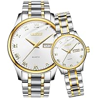 OLEVS Men's Automatic Mechanical Winding Moon Phase Stainless Steel Two Tone Waterproof Luminous Watch