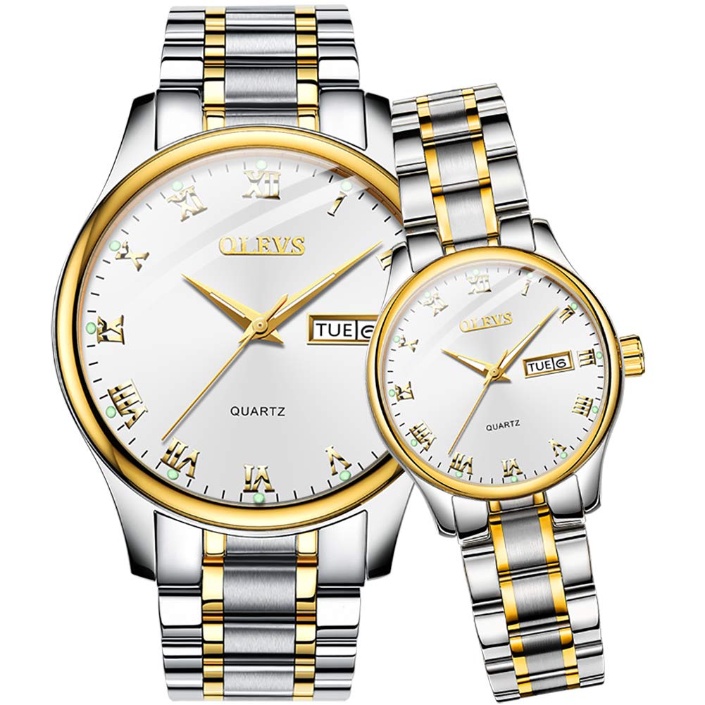 OLEVS Herrenuhren Automatik Skelett Mechanische Luxus Kleid Armbanduhr mit Mondphase Tag Datum Wasserdicht Leuchtende Zweifarbige Uhr