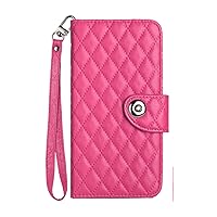 Compatible with Pixel 8A Wallet Case for Women, Rose PU Leather Cover with Wrist Strap 【7-Slots】 Credit Cards Pocket Kickstand