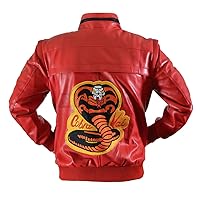 Johnny Lawrence Red Karate Kid Cobra Kobra Kai Men m Faux Or PU Bomber Leather Jacket