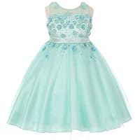 BNY Corner Flower Girl Dress 3D Flowers Sequence Open Back Style for Communion Pageant