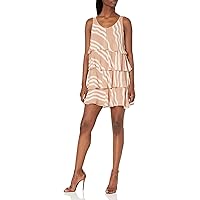 A｜X ARMANI EXCHANGE Women's Sleeveless Tiered Wave Print Mini Dress