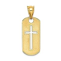 Jewelry Affairs 14k Yellow Gold High Polished Cross Cut-out Pendant Dog Tag