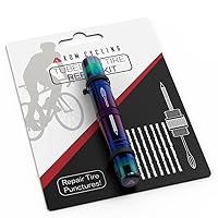 KOM Cycling Tubeless Tire Repair Kit for Bikes 8 Colors! Fixes Mountain Bike and Road Bicycle Tire Punctures – Includes Tire Repair Fork Reamer, 8 Bacon Strips. Tubeless Bike Repair Kit