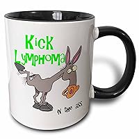 Kick Lymphoma in The Ass Awareness Ribbon Cause Design Two Tone Mug, 11 oz, Black/White
