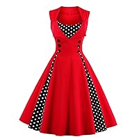 Women's Plus Size 50s Vintage Classic Polka Dot Swing Pinup Rockabilly Dress