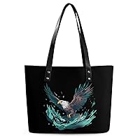 Eagle Women's Handbag PU Leather Tote Bag Purses Top Handle Shoulder Bags for Work Travel Business Shopping Casual