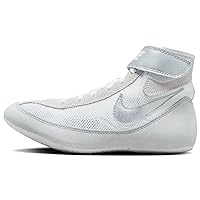 Nike SpeedSweep 7 Big Kids' Wrestling Shoes (366684-100, White/Metallic Silver/Metallic Silver) Size 4.5