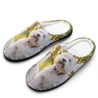 Floral Printed Men's Cotton Slipper Shoes with Soft Memory Foam for House Indoor Outdoor
