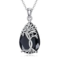 Tree of Life Necklace Sterling Silver Black Tourmaline Necklace Celtic Tree Of Life Pendant Tree of Life Jewelry Gifts for Women Teens Girls Birthday