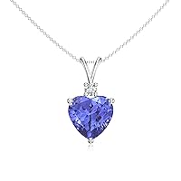 Natural Tanzanite Heart shaped Pendant for Women in Sterling Silver / 14K Gold/Platinum