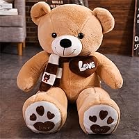 New Hot 4 Colors Teddy Bear with Scarf Stuffed Animals Bear Plush Toys Doll Pillow Kids Lovers Birthday Baby Gift (Light Brown, 100CM/39 inches)