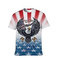 Unisex USA American T-Shirt Vintage Novelty Short-Sleeve Casual-Classic Colors-Graphic Fashion Softstyle Summer Workout Tee