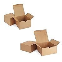 Eupako 8x8x4 Gift Boxes 10 PCS and 5x5x3.5 Gift Boxes 25 PCS, Brown Gift Boxes with Lids, Paper Cardboard Gift Box for Bridesmaid Proposal Gifts, Wedding, Birthday, Crafting, Graduation, Holiday