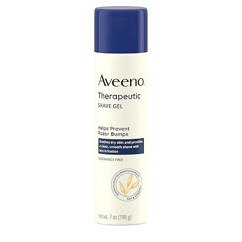 Aveeno Therapeutic Shave Gel with Oat and Vitamin E to Help Prevent Razor Bumps, Soothes Dry Skin and Provides a Close, Smooth Shave with Less Irritation, Fragrance-Free, 7 oz