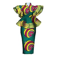 Women African Dresses Clothing Dashiki Bazin Riche Dress Women Skirt Set Print Ankara Zipper Top