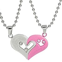 Uloveido Couples Stainless Steel Half Heart Pendant Necklace I Love You Puzzle Matching Necklaces Set SN102-New