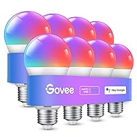 Smart Light Bulbs, WiFi Bluetooth Color Changing Light Bulbs, Music Sync, 54 Dynamic Scenes, 16 Million DIY Colors RGB Light Bulbs, Work with Alexa, Google Assistant, 800 Lumen, 8 Pack