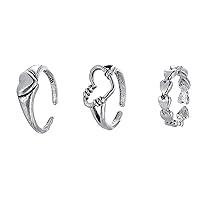 Retro Creative 3 Ring Set Metal Set Piece Love Joint Ring Simple Rings Teenage Girl Jewelry