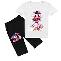 Boy Girls OSHI NO KO Cotton Tee Tops and Shorts Summer Anime Short Sleeve Tee Shirt with O Neck
