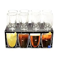 Ozeri Moderna Artisan Series Double Wall 8 oz Beverage Glasses - Set of 4 Drinking Glasses