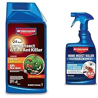 BioAdvanced 24 Hour Lawn Insect & Fire Ant Killer, Concentrate, 32 oz with BioAdvanced Home Pest Insect Killer Plus Germ Killer, Ready-to-Use, 24 oz