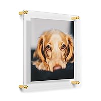 Wexel Art 12x12 Clear UV Grade Acrylic Double Panel Floating Wall Frame, Gold Hardware - Transparent Display for Contemporary Art and Photos
