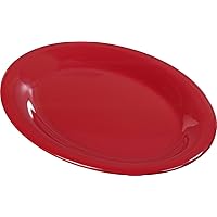 Carlisle FoodService Products Sierrus Rusable Plastic Oval Serving Platter with Rim for Restaurants and Home, Melamine, 12 x 9 Inches, Red, (Pack of 12)