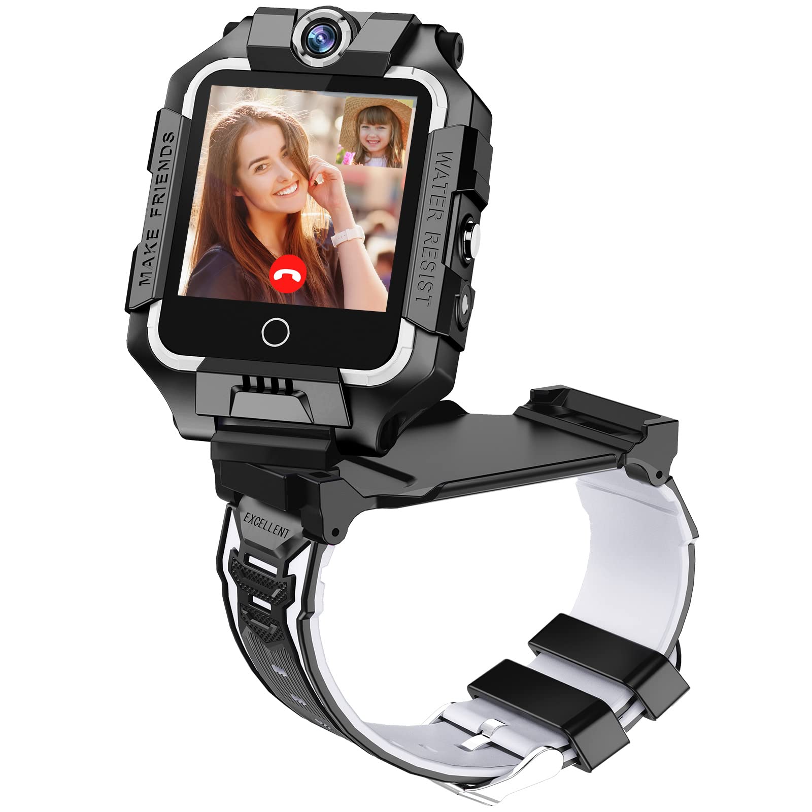 4G Kids Watch Phone T10, Funny 360° Rotation Screen Dual Camera Smart Watch for Boys Girls, IP67 Waterproof, 2-Way Calls, GPS, SOS, Video Calls, Re...