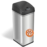 iTouchless 13 Gallon Dog Proof Trash Can with Odor Filter, Motion Sensor Stainless Steel Kitchen Trashcan Garbage Bin for Home Office Work Bedroom Living Room Garage Large Capacity Slim Wastebasket