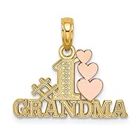 19mm 14k Two tone Gold Number 1 Grandma With Three Pink Love Heart Pendant Necklaces Pendant Jewelry for Women