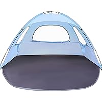 WhiteFang Beach Tent Anti-UV Portable Sun Shade Shelter for 3 Person, Extendable Floor with 3 Ventilating Mesh Windows Plus Carrying Bag, Stakes and Guy Lines