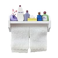 Melody Jane Dolls Houses Dollhouse Baby Toiletries & White Towels on Shelf Miniature Bathroom Accessory