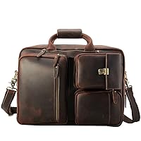 Men's Business Briefcase Laptop Bag Crazy Horse Leather Shoulder Bag