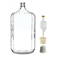 North Mountain Supply 6 Gallon Premium Italian Glass Carboy Fermenting Jug - with Drilled & Undrilled Rubber Stoppers and 6-Bubble Airlock