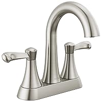 Delta Faucet Esato Centerset Bathroom Faucet Brushed Nickel, Bathroom Sink Faucet, Drain Assembly Included, SpotShield Brushed Nickel 25897LF-SP