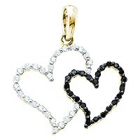 Black Diamond 10k Yellow Gold Lovely Heartly Necklace Pendant 1/6 Ctw.