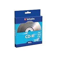 Verbatim CD-R Blank Discs 700MB 80-Minutes 52X Recordable Disc for Data and Music- 10 Pack,Blue