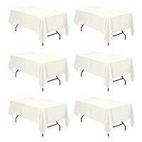 6 Pack Ivory Tablecloths for 6 Foot Rectangle Tables 60 x 102 Inch - 6ft Rectangular Bulk Linen Polyester Fabric Washable Long Clothes for Wedding Reception Banquet Party Buffet Restaurant