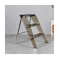 Attic Ladder 3 Step Clear Acrylic Folding Ladder W/Metal Feet Step Stool Wide Anti-Slip Pedal Load 150kg/330lb Step Ladder