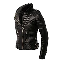 Genuine Lambskin Slim fit Leather Motorcycle Fitted Designer Women Biker Jacket