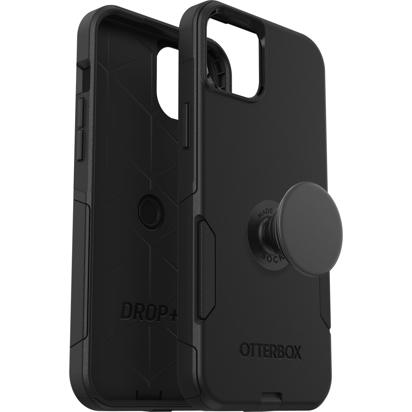 Bundle: OtterBox iPhone 15 Plus and iPhone 14 Plus Commuter Series Case - (BLACK) + PopSockets PopGrip - (BLACK), slim & tough, pocket-friendly, with port protection, PopGrip included