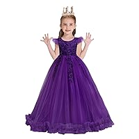 MYRISAM Girl's Embroidery Tulle Lace Maxi Flower Girl Wedding Dress Birthday Pageant Communion Dance Party Tulle Gown