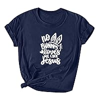 Women No Bunny Loves Me Like Jesus T-Shirt Easter Short Sleeve Tops Christian Inspiration Gifts Tee Soft Comfy Shirt