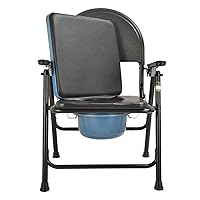 Bedside Commode Chair, Folding Steel Portable Toilet 3-in-1 Potty Chair Standard Seat Supports Up to 330lbs Commode Chair for Toilet for Camping, Seniors, Easy Cleaning, Tool-Free Assembly