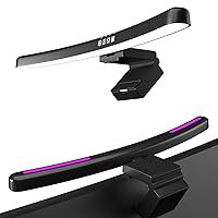 RGB Monitor Light Bar Curved Computer Monitor Lamp for Eye Caring Dual Light Source Monitor Backlight with Touch Control Timed Computer Light Bar Gaming Accessories for Home Office Game