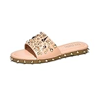 Cape Robbin Tonie Studded Sandals For Women - Flat Sandals For Women - Open Toe Summer Sandal - Women Flat Sandals - Womens Sandals Dressy Slip On Shoes